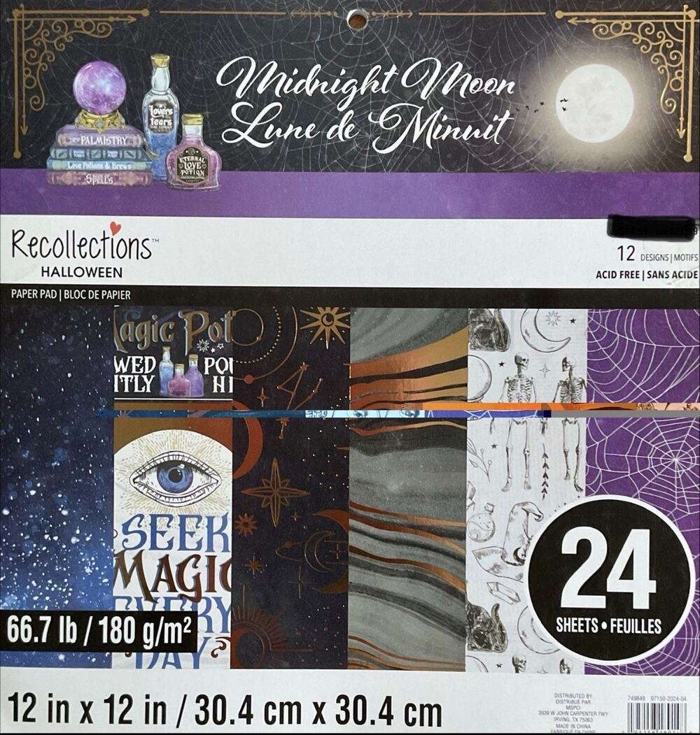 Recollections Halloween Midnight Moon 24 Sheet 12x12 Paper Pad Scrapbooking NWT